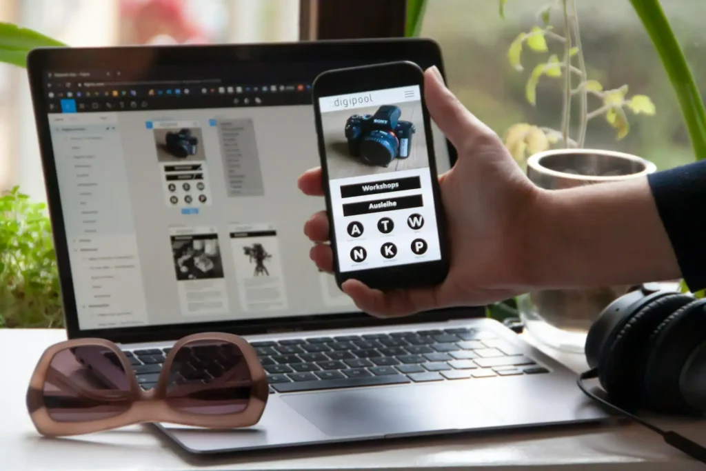 App e-commerce di Volta Next Generations visualizzata su smartphone, con design moderno e opzioni di acquisto intuitive.